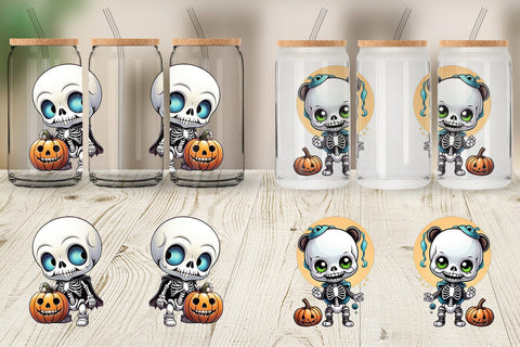 Glass Can Wrap Baby Skeleton Sticker Sublimation artnoy 