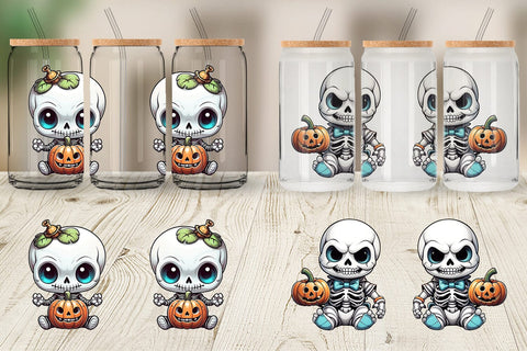 Glass Can Wrap Baby Skeleton Sticker Sublimation artnoy 