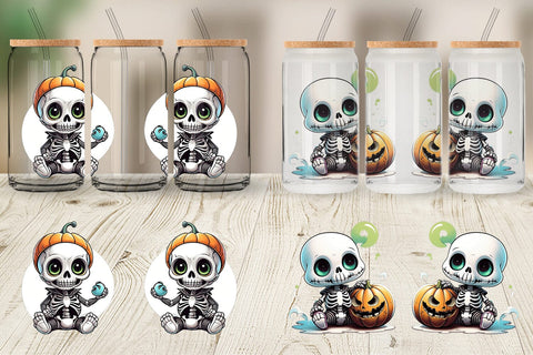 Glass Can Wrap Baby Skeleton Sticker Sublimation artnoy 