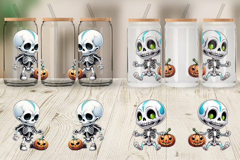 Glass Can Wrap Baby Skeleton Sticker Sublimation artnoy 