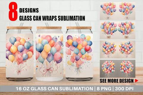 Glass Can Wrap Balloon Bouquet Sublimation artnoy 