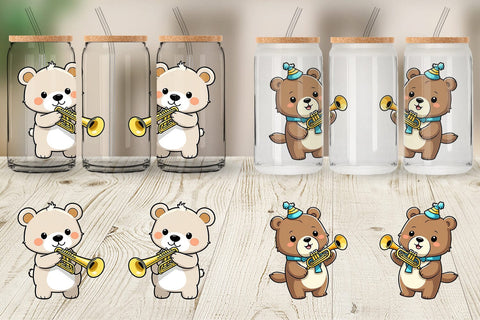 Glass Can Wrap Bear New Year Sublimation artnoy 