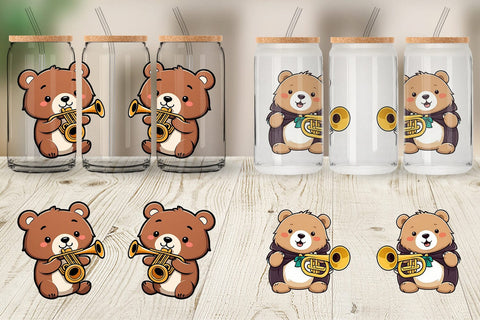 Glass Can Wrap Bear New Year Sublimation artnoy 