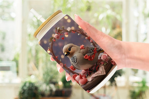 Glass Can Wrap Bird Bohemian Sublimation artnoy 