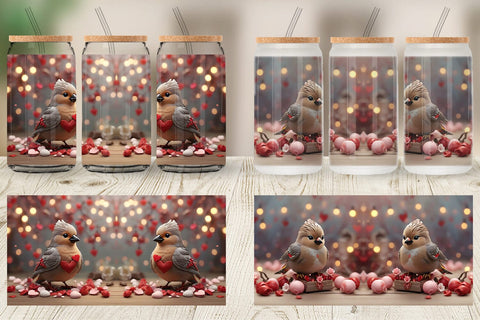 Glass Can Wrap Bird Bohemian Sublimation artnoy 