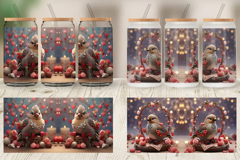 Glass Can Wrap Bird Bohemian Sublimation artnoy 