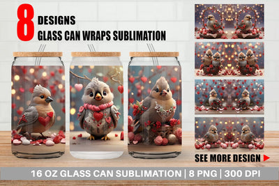 Glass Can Wrap Bird Bohemian Sublimation artnoy 