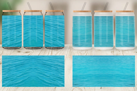 Glass Can Wrap Blue Sea Sublimation artnoy 