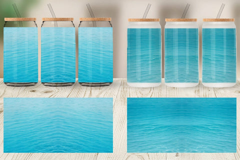 Glass Can Wrap Blue Sea Sublimation artnoy 
