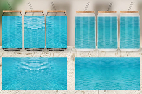 Glass Can Wrap Blue Sea Sublimation artnoy 