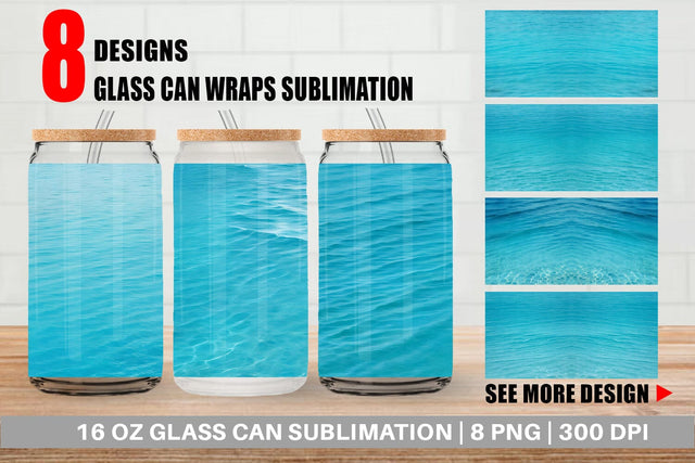 Glass Can Wrap Blue Sea Sublimation artnoy 