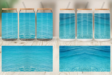 Glass Can Wrap Blue Sea Sublimation artnoy 