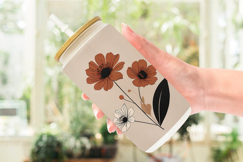 Glass Can Wrap Boho Flower Sublimation artnoy 