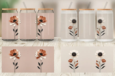 Glass Can Wrap Boho Flower Sublimation artnoy 