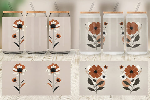 Glass Can Wrap Boho Flower Sublimation artnoy 