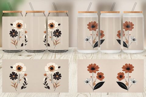 Glass Can Wrap Boho Flower Sublimation artnoy 