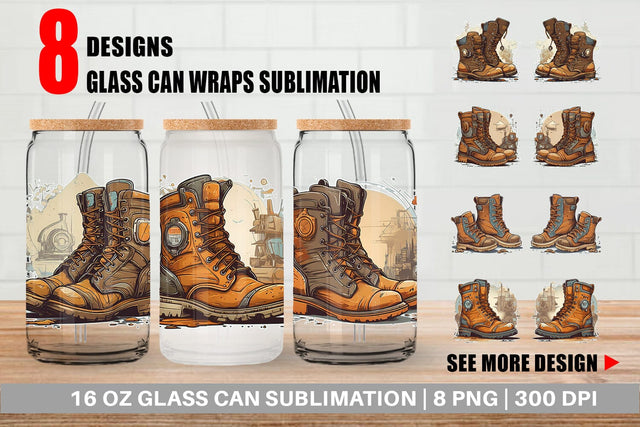 Glass Can Wrap Boots Vintage Sublimation artnoy 