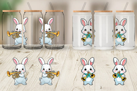 Glass Can Wrap Bunny New Year Sublimation artnoy 