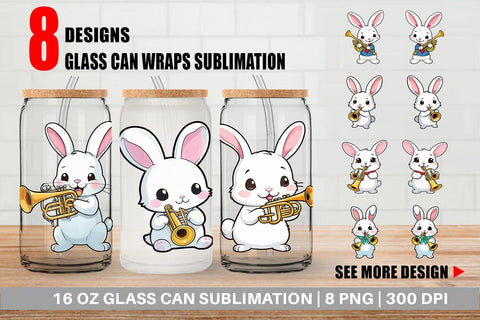 Glass Can Wrap Bunny New Year Sublimation artnoy 