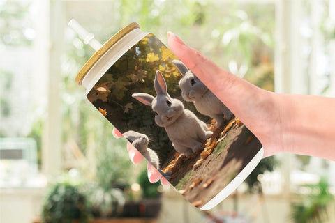 Glass Can Wrap Bunny on Summer Sublimation artnoy 