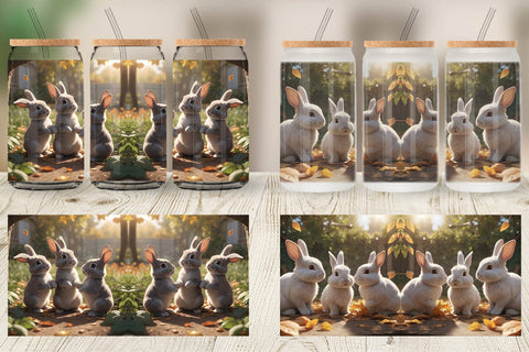 Glass Can Wrap Bunny on Summer Sublimation artnoy 