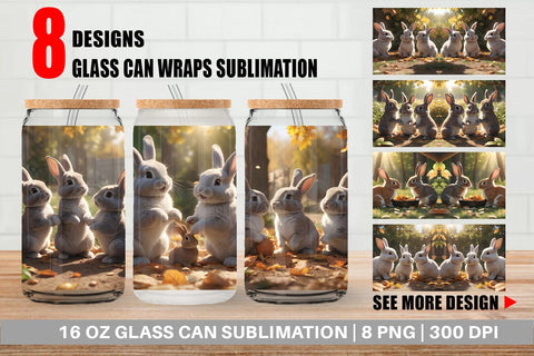 Glass Can Wrap Bunny on Summer Sublimation artnoy 