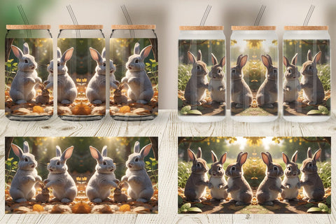 Glass Can Wrap Bunny on Summer Sublimation artnoy 