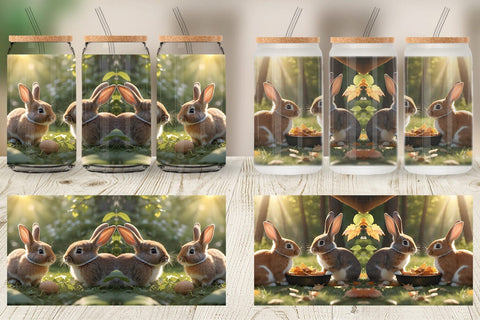 Glass Can Wrap Bunny on Summer Sublimation artnoy 