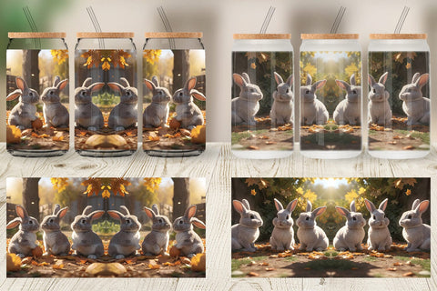 Glass Can Wrap Bunny on Summer Sublimation artnoy 