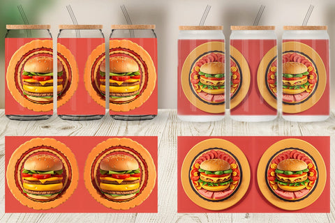 Glass Can Wrap Burger Sandwiches Sublimation artnoy 
