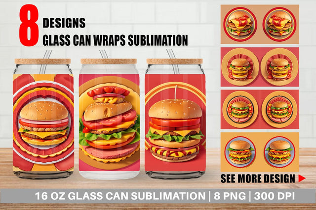 Glass Can Wrap Burger Sandwiches Sublimation artnoy 