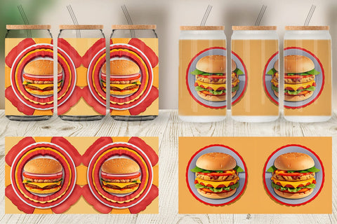 Glass Can Wrap Burger Sandwiches Sublimation artnoy 