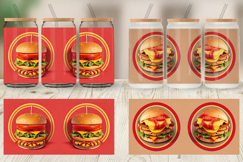 Glass Can Wrap Burger Sandwiches Sublimation artnoy 