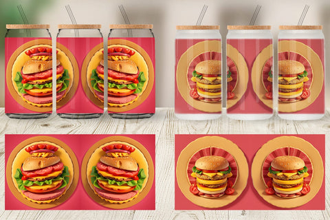 Glass Can Wrap Burger Sandwiches Sublimation artnoy 