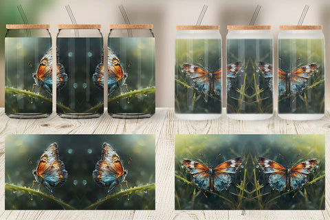 Glass Can Wrap Butterfly Illustration Sublimation artnoy 