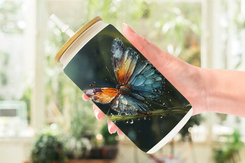 Glass Can Wrap Butterfly Illustration Sublimation artnoy 