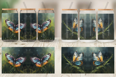 Glass Can Wrap Butterfly Illustration Sublimation artnoy 