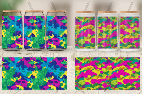 Glass Can Wrap Camouflage Colorful Sublimation artnoy 
