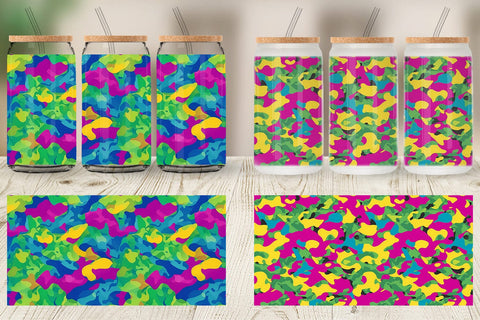 Glass Can Wrap Camouflage Colorful Sublimation artnoy 