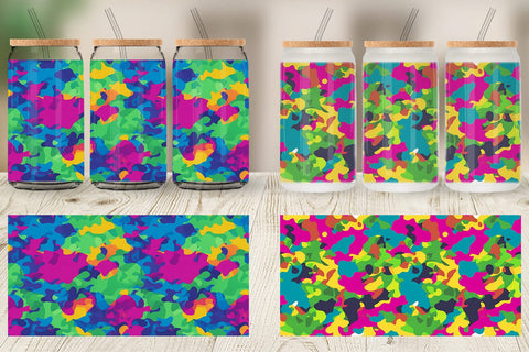 Glass Can Wrap Camouflage Colorful Sublimation artnoy 