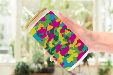 Glass Can Wrap Camouflage Colorful Sublimation artnoy 