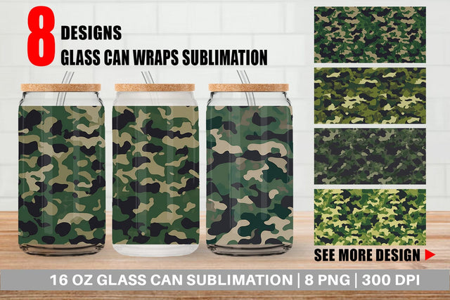 Glass Can Wrap Camouflage Texture Sublimation artnoy 