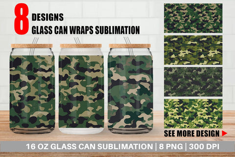 Glass Can Wrap Camouflage Texture Sublimation artnoy 