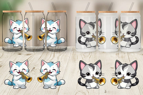 Glass Can Wrap Cat New Year Sublimation artnoy 