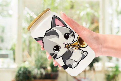 Glass Can Wrap Cat New Year Sublimation artnoy 