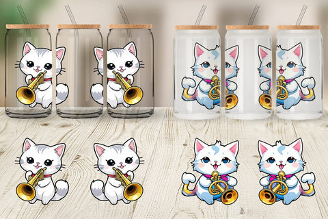 Glass Can Wrap Cat New Year Sublimation artnoy 