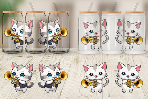 Glass Can Wrap Cat New Year Sublimation artnoy 