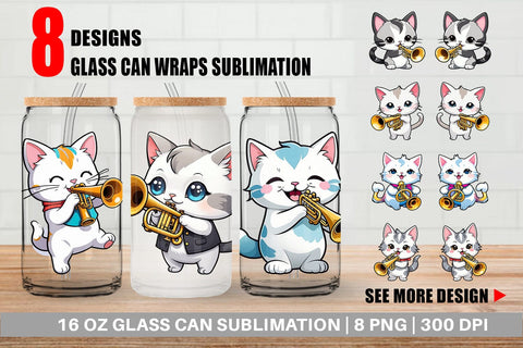 Glass Can Wrap Cat New Year Sublimation artnoy 