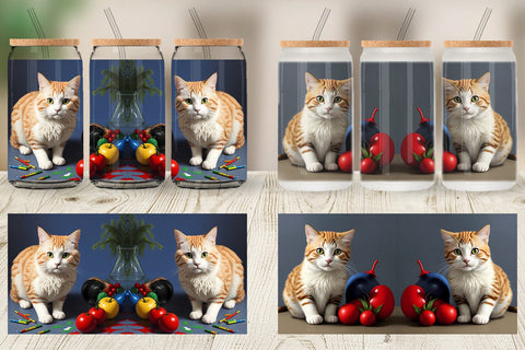 Glass Can Wrap Cat Noel Sublimation artnoy 