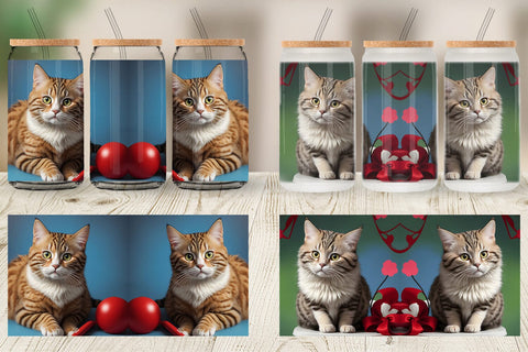 Glass Can Wrap Cat Noel Sublimation artnoy 
